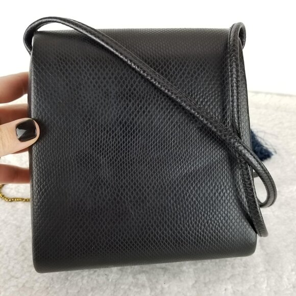 Vintage Ande Black Snake Print Crossbody Purse With Gold‎ Clasp 《329》P - Picture 5 of 9